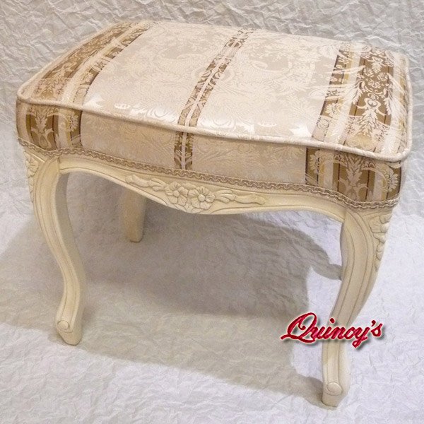 画像2: 最安値！【0233】フィオーレ　スツール(ゴールドストライプ）ホワイト (2)