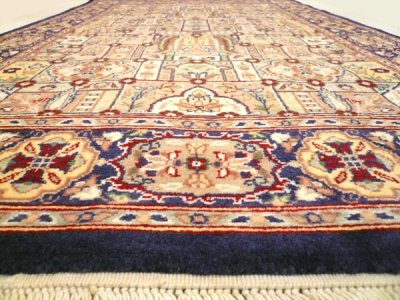 画像3: 【3194】ペルシャ絨毯　カシミア＆ウール（紺×幾何学模様）