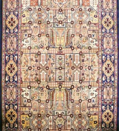 画像2: 【3194】ペルシャ絨毯　カシミア＆ウール（紺×幾何学模様）