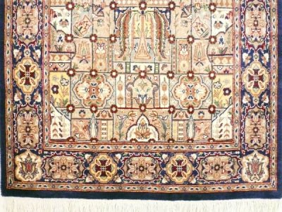 画像1: 【3194】ペルシャ絨毯　カシミア＆ウール（紺×幾何学模様）