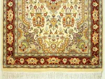 画像1: 【3197】ペルシャ絨毯　カシミア＆ウール（赤×ベージュ）
