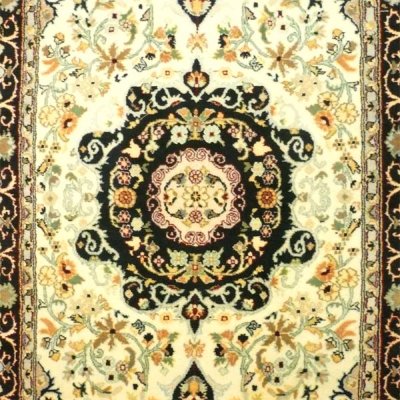 画像2: 【3202】ペルシャ絨毯　カシミア＆ウール（紺×オフホワイト）